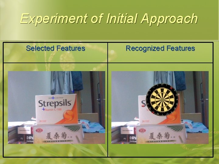 Experiment of Initial Approach Selected Features Recognized Features 