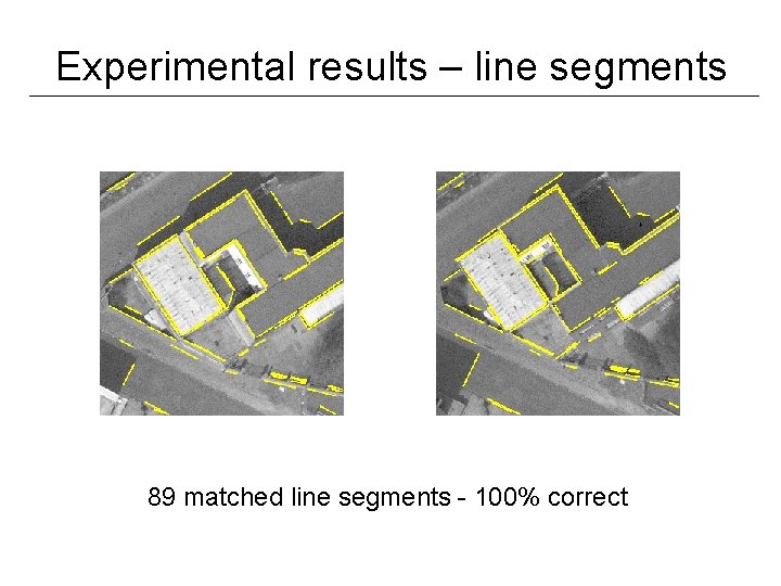 Experimental results – line segments 89 matched line segments - 100% correct 