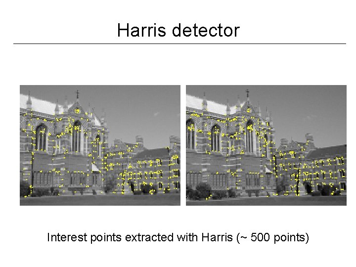 Harris detector Interest points extracted with Harris (~ 500 points) 