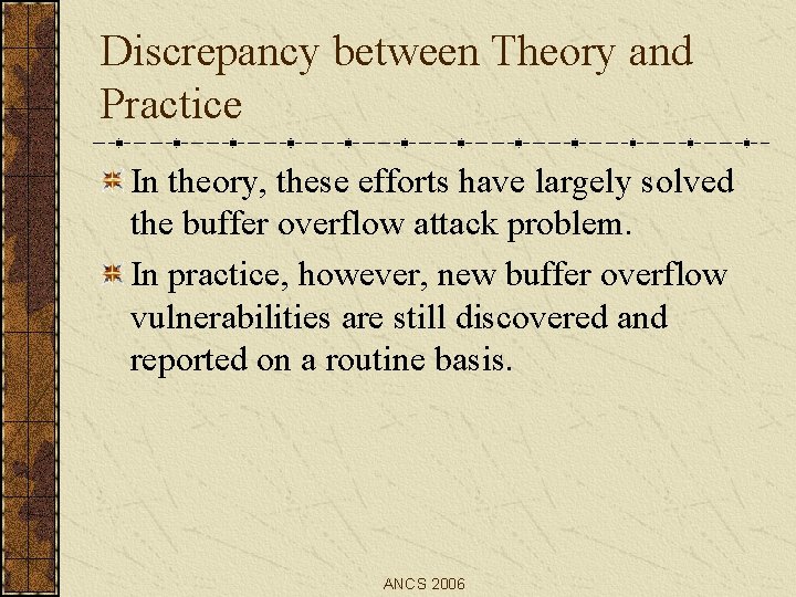 Discrepancy between Theory and Practice In theory, these efforts have largely solved the buffer
