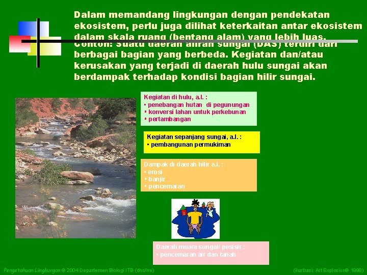 Dalam memandang lingkungan dengan pendekatan ekosistem, perlu juga dilihat keterkaitan antar ekosistem dalam skala