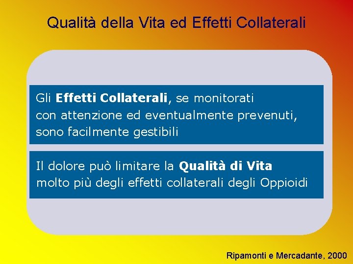 Qualità della Vita ed Effetti Collaterali Gli Effetti Collaterali, se monitorati con attenzione ed