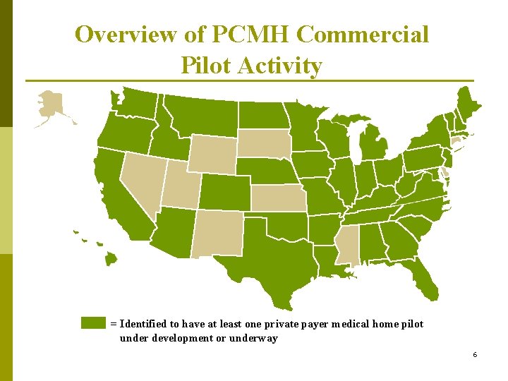 Overview of PCMH Commercial Pilot Activity = Identified to have at least one private