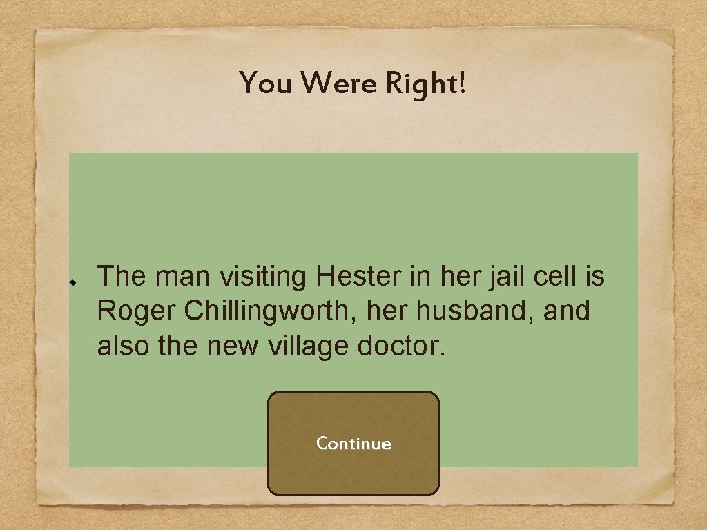 You Were Right! The man visiting Hester in her jail cell is Roger Chillingworth,