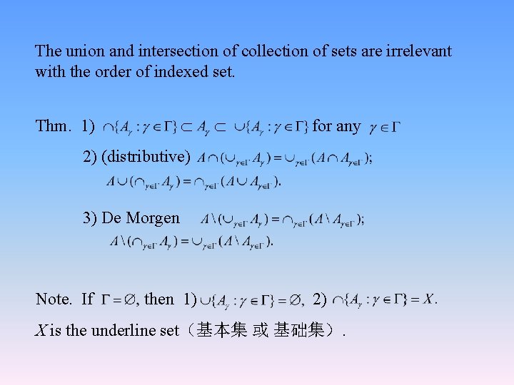 The union and intersection of collection of sets are irrelevant with the order of