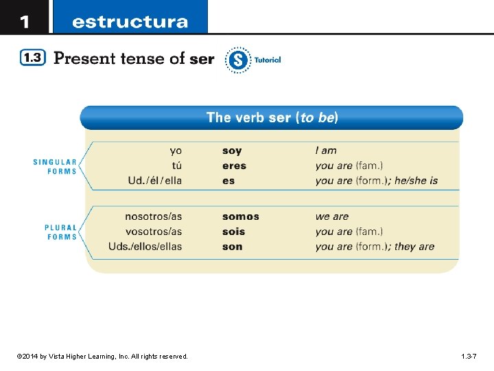 © 2014 by Vista Higher Learning, Inc. All rights reserved. 1. 3 -7 