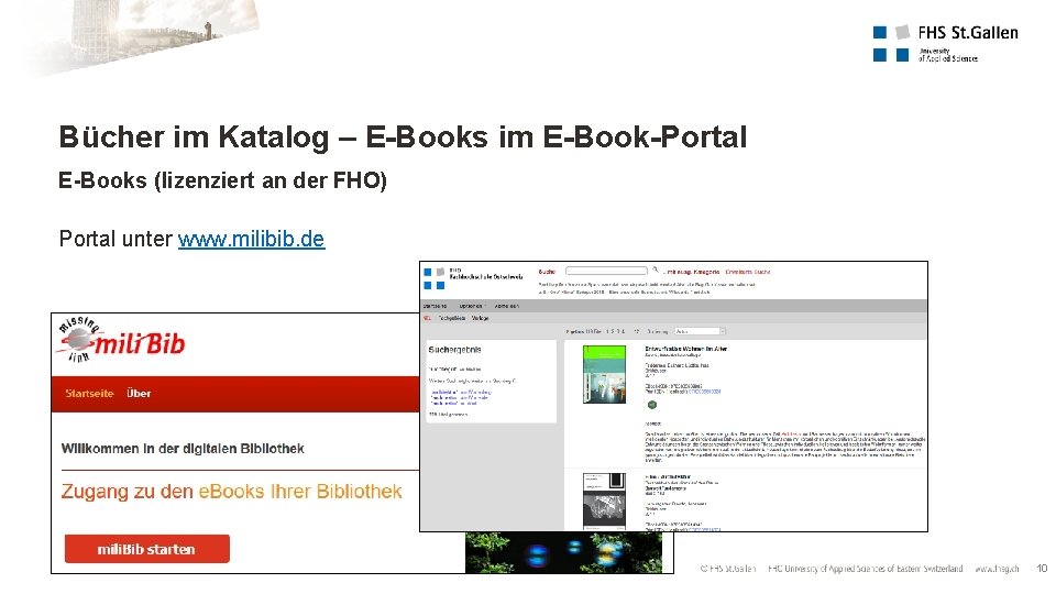 Bücher im Katalog – E-Books im E-Book-Portal E-Books (lizenziert an der FHO) Portal unter