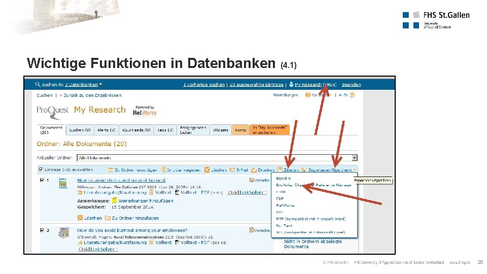 Wichtige Funktionen in Datenbanken (4. 1) 20 