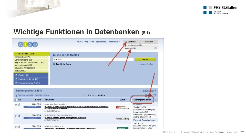 Wichtige Funktionen in Datenbanken (6. 1) 27 