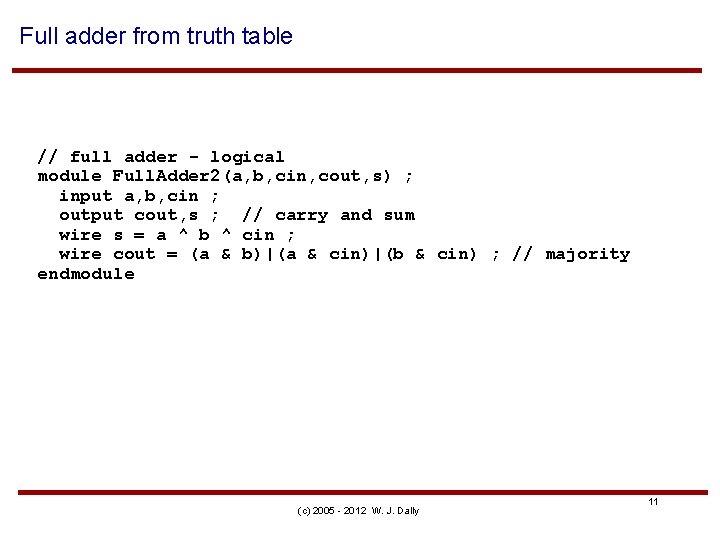 Full adder from truth table // full adder - logical module Full. Adder 2(a,