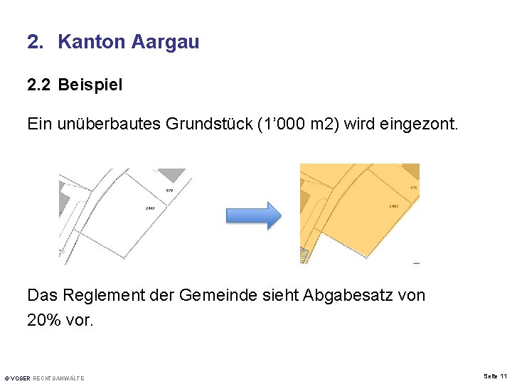2. Kanton Aargau 2. 2 Beispiel Ein unüberbautes Grundstück (1’ 000 m 2) wird