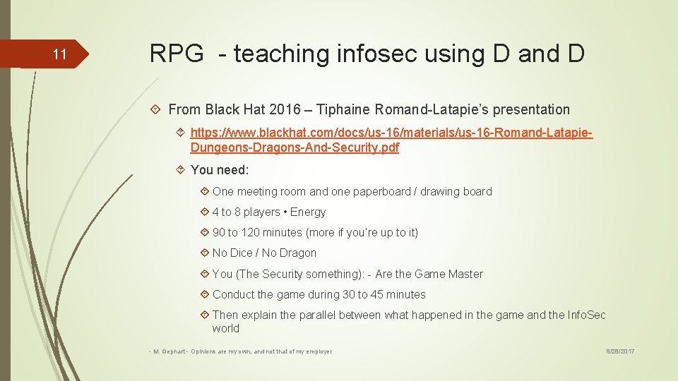 11 RPG - teaching infosec using D and D From Black Hat 2016 –