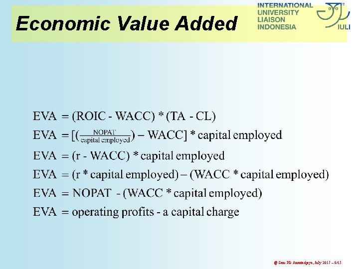 Economic Value Added @ Sam PD Anantadjaya, July 2017 – 9/15 