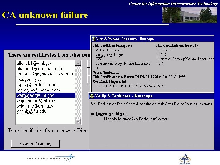 Center for Information Infrastructure Technology CA unknown failure 