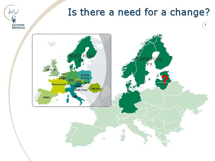 Is there a need for a change? 1 NORD POOL PX APX UK APX