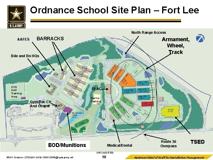 Ordnance School Site Plan – Fort Lee North Range Access AAFES BARRACKS Armament, Wheel,