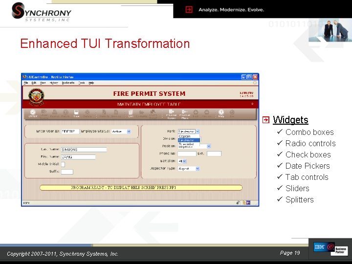 Enhanced TUI Transformation Widgets ü ü ü ü Copyright 2007 -2011, Synchrony Systems, Inc. Enhanced TUI Transformation Widgets ü ü ü ü Copyright 2007 -2011, Synchrony Systems, Inc.