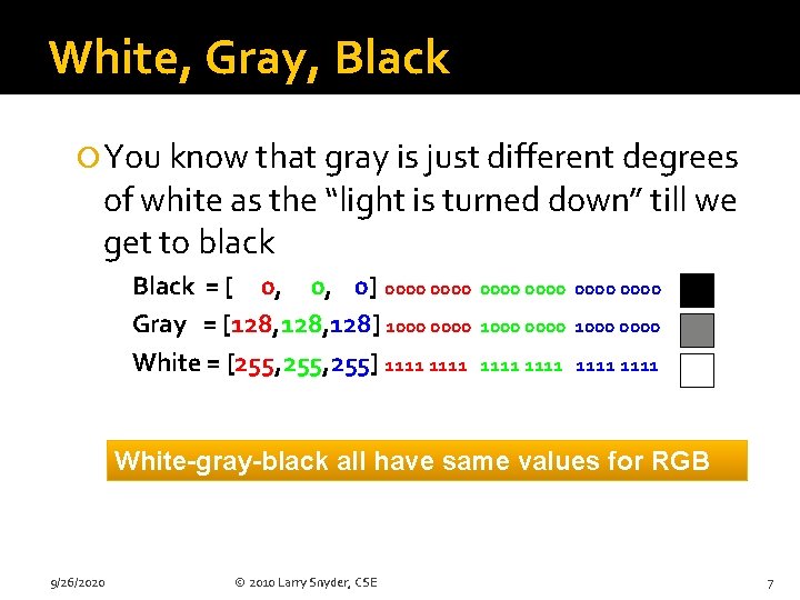 White, Gray, Black You know that gray is just different degrees of white as