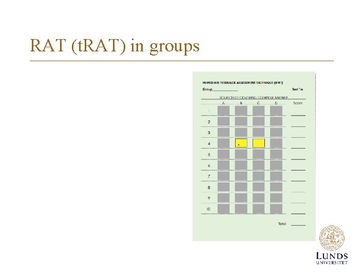 RAT (t. RAT) in groups 