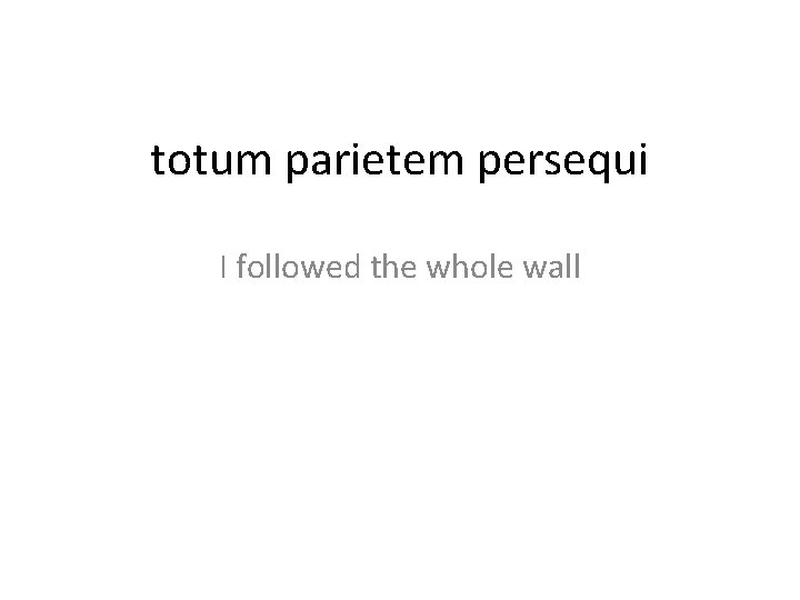 totum parietem persequi I followed the whole wall 