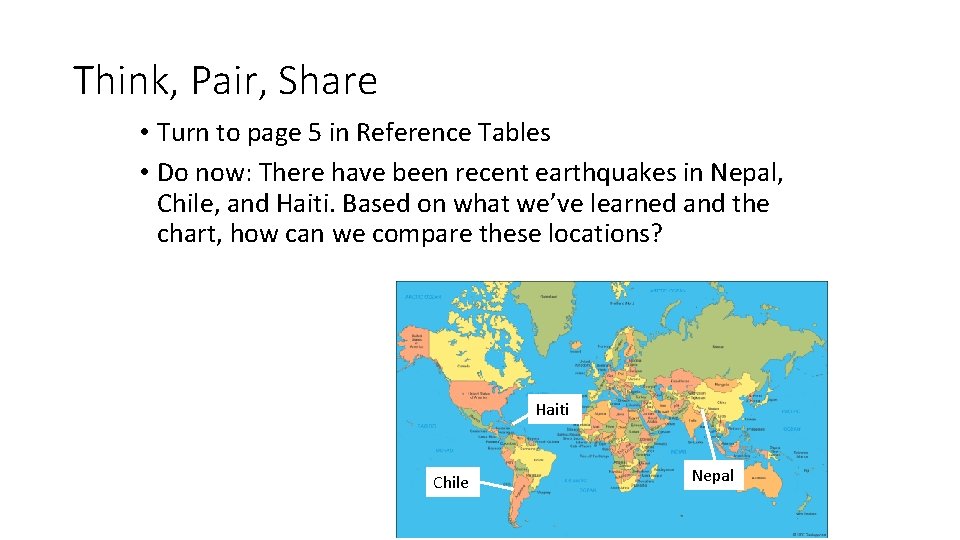 Think, Pair, Share • Turn to page 5 in Reference Tables • Do now: