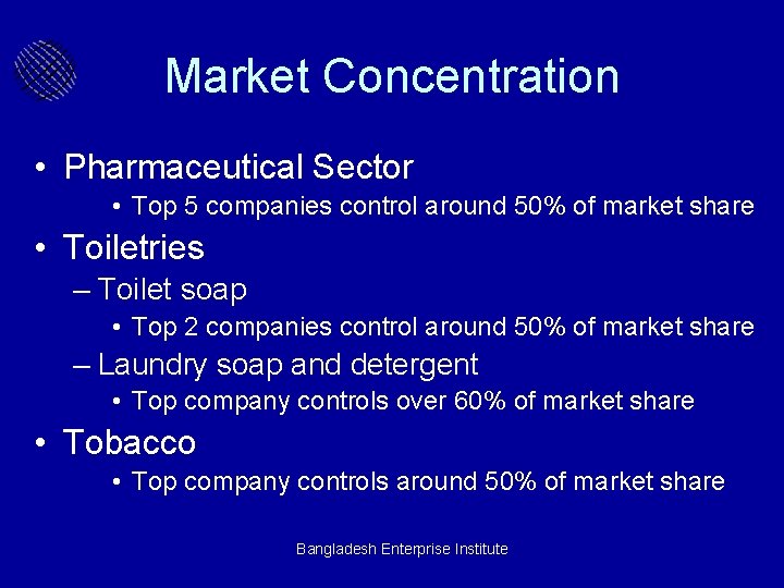 Market Concentration • Pharmaceutical Sector • Top 5 companies control around 50% of market