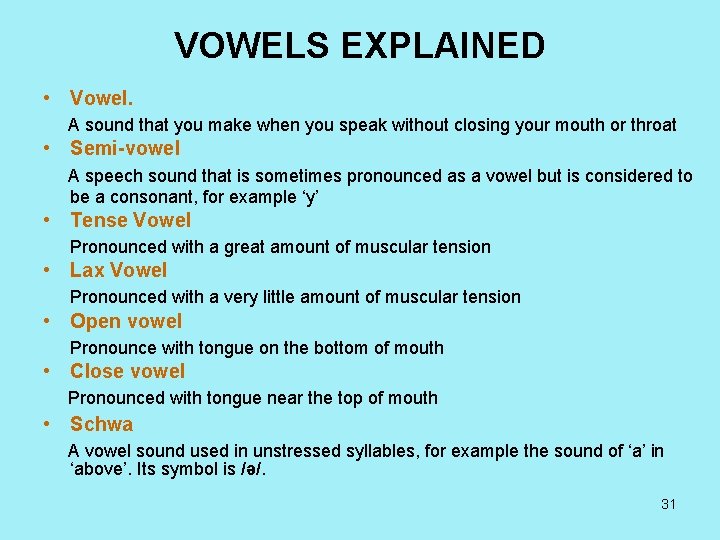 VOWELS EXPLAINED • Vowel. A sound that you make when you speak without closing