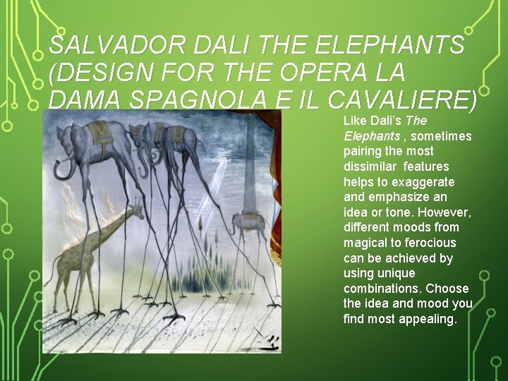 SALVADOR DALI THE ELEPHANTS (DESIGN FOR THE OPERA LA DAMA SPAGNOLA E IL CAVALIERE)