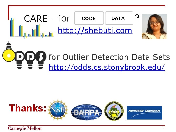 CARE for CODE DATA ? http: //shebuti. com for Outlier Detection Data Sets http: