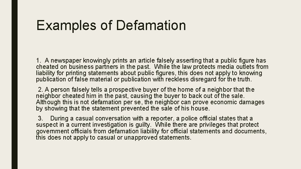 DEFAMATION Learning Target and Agenda You will be