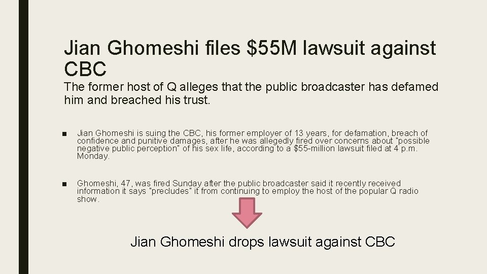 Jian Ghomeshi files $55 M lawsuit against CBC The former host of Q alleges