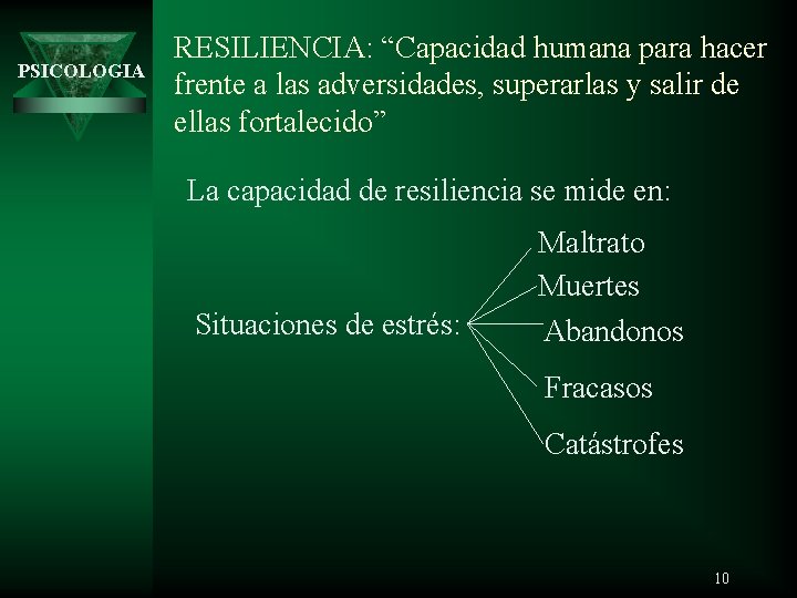 PSICOLOGIA RESILIENCIA: “Capacidad humana para hacer frente a las adversidades, superarlas y salir de