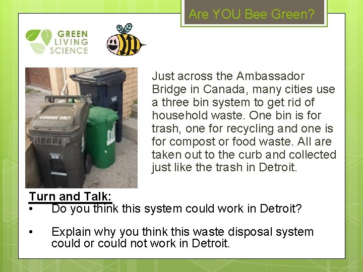 Are YOU Bee Green? Just across the Ambassador Bridge in Canada, many cities use