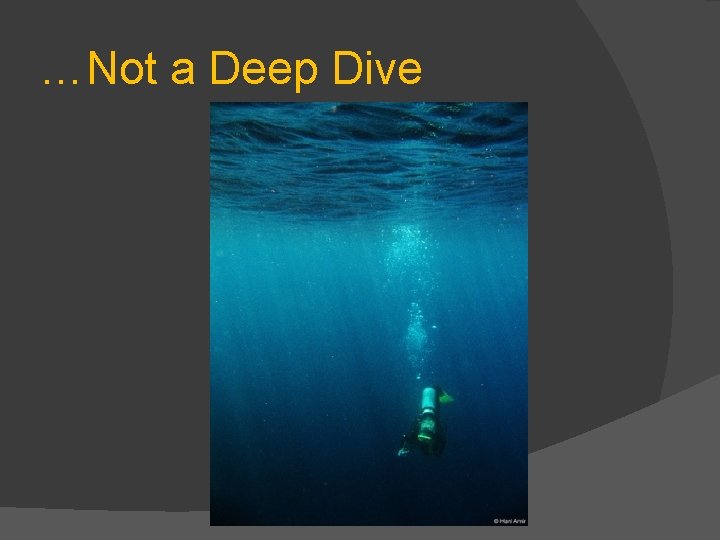 …Not a Deep Dive 