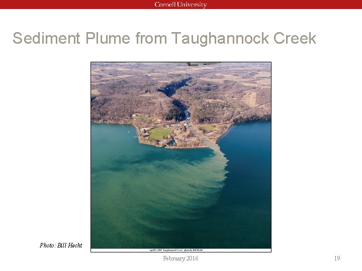 Sediment Plume from Taughannock Creek Photo: Bill Hecht February 2016 19 