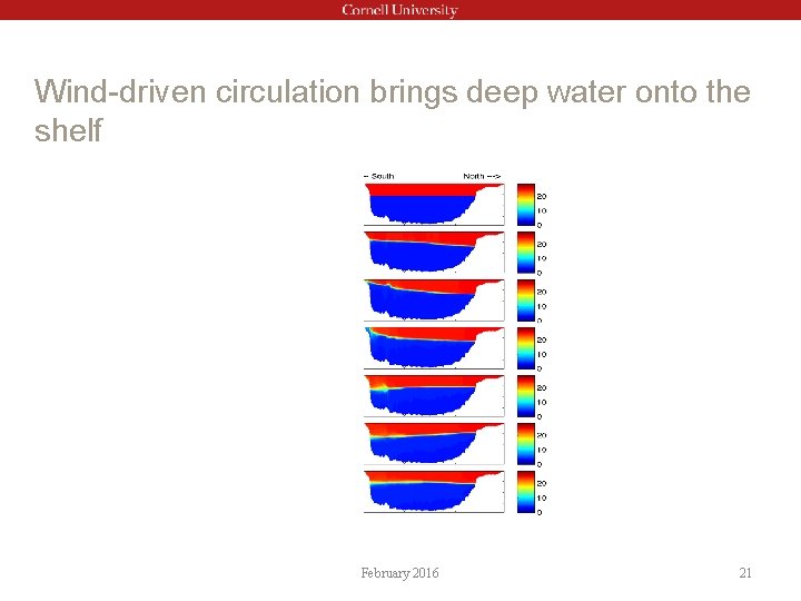 Wind-driven circulation brings deep water onto the shelf February 2016 21 