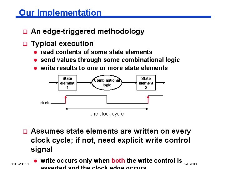 Our Implementation q An edge-triggered methodology q Typical execution l l l read contents