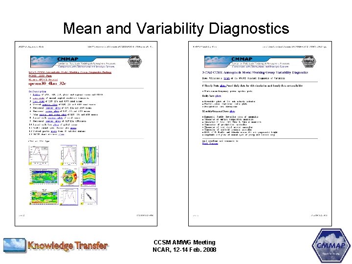 Mean and Variability Diagnostics CCSM AMWG Meeting NCAR, 12 -14 Feb. 2008 