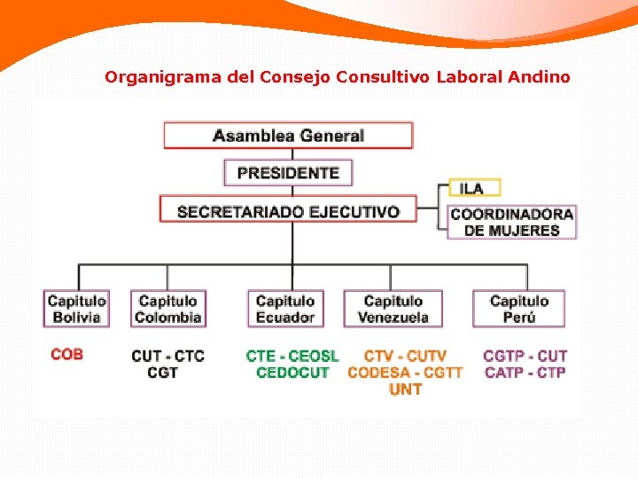 Organigrama del Consejo Consultivo Laboral Andino 