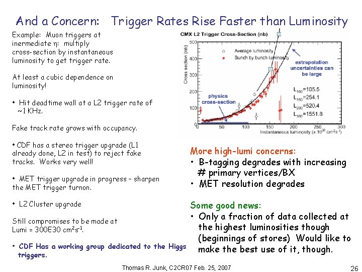 And a Concern: Trigger Rates Rise Faster than Luminosity Example: Muon triggers at inermediate