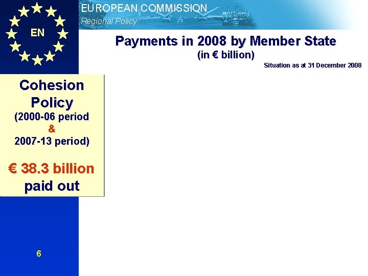 EUROPEAN COMMISSION Regional Policy EN Payments in 2008 by Member State (in € billion)