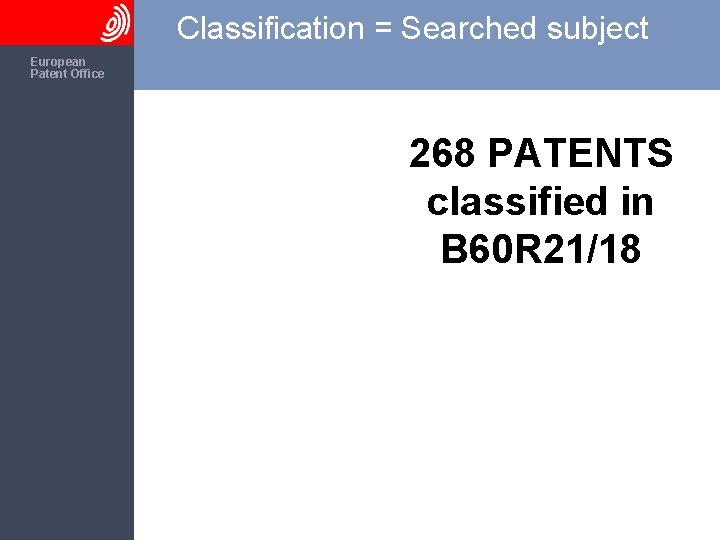 Classification = Searched subject The European Patent Office 268 PATENTS classified in B 60