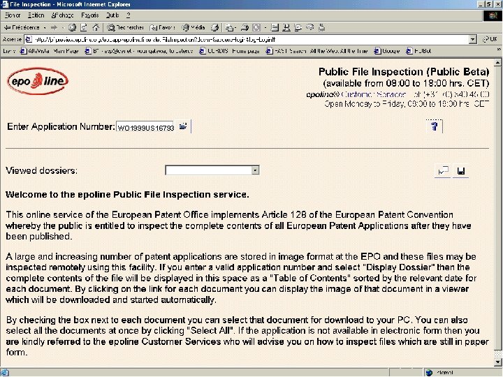 The European Patent Office WO 1999 US 16793 