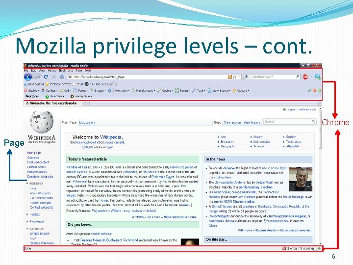 Mozilla privilege levels – cont. Chrome Page 6 