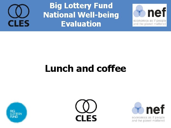 Big Lottery Fund National Well-being Evaluation Lunch and coffee 