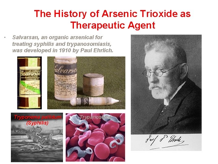 The History of Arsenic Trioxide as Therapeutic Agent • Salvarsan, an organic arsenical for