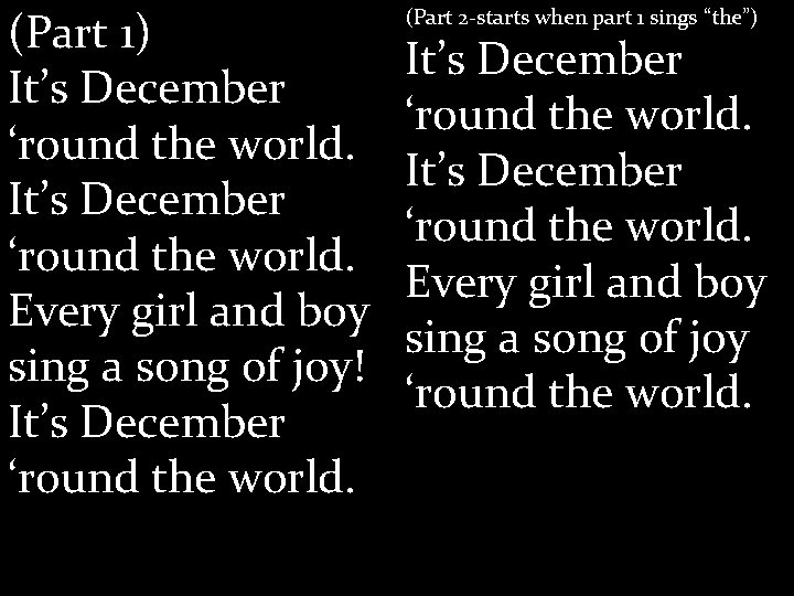 (Part 1) It’s December ‘round the world. Every girl and boy sing a song