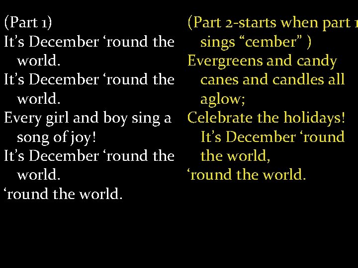 (Part 1) It’s December ‘round the world. Every girl and boy sing a song