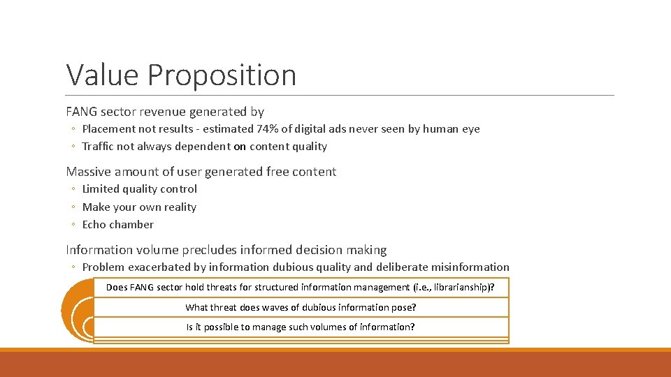 Value Proposition FANG sector revenue generated by ◦ Placement not results - estimated 74%