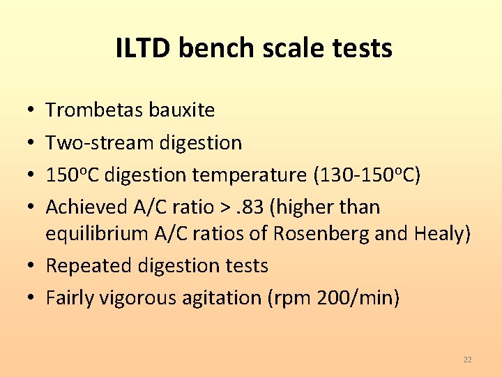 ILTD bench scale tests Trombetas bauxite Two-stream digestion 150 o. C digestion temperature (130